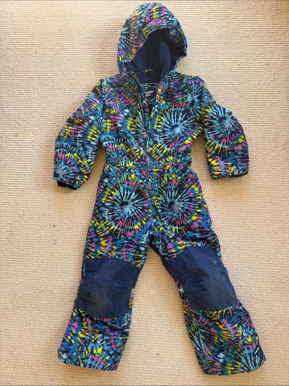 Lands' End Navy Tie-Dye Hooded One-Piece Snowsuit